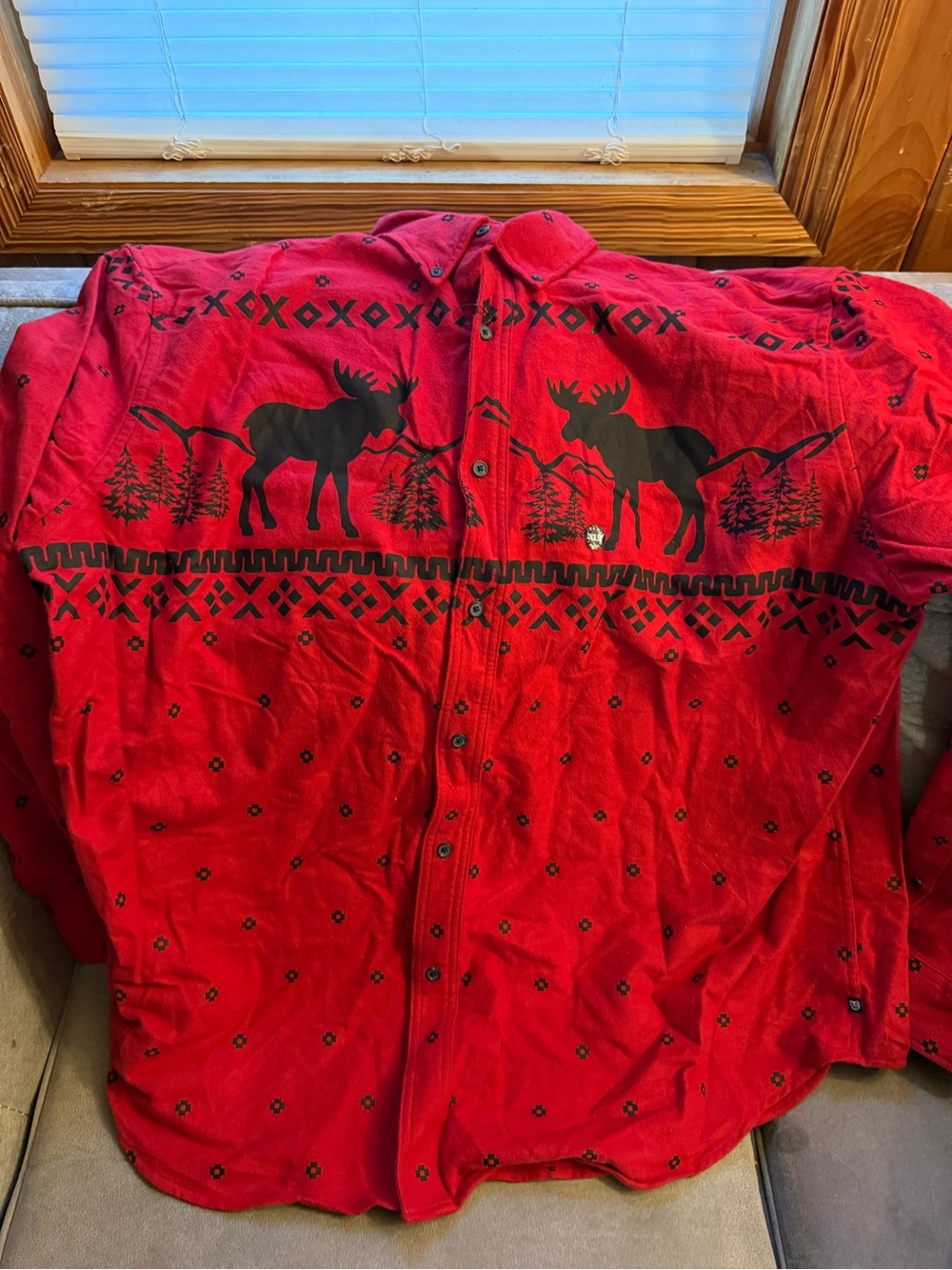 Chaps Red Moose Print Snap-Front Shirt Jacket